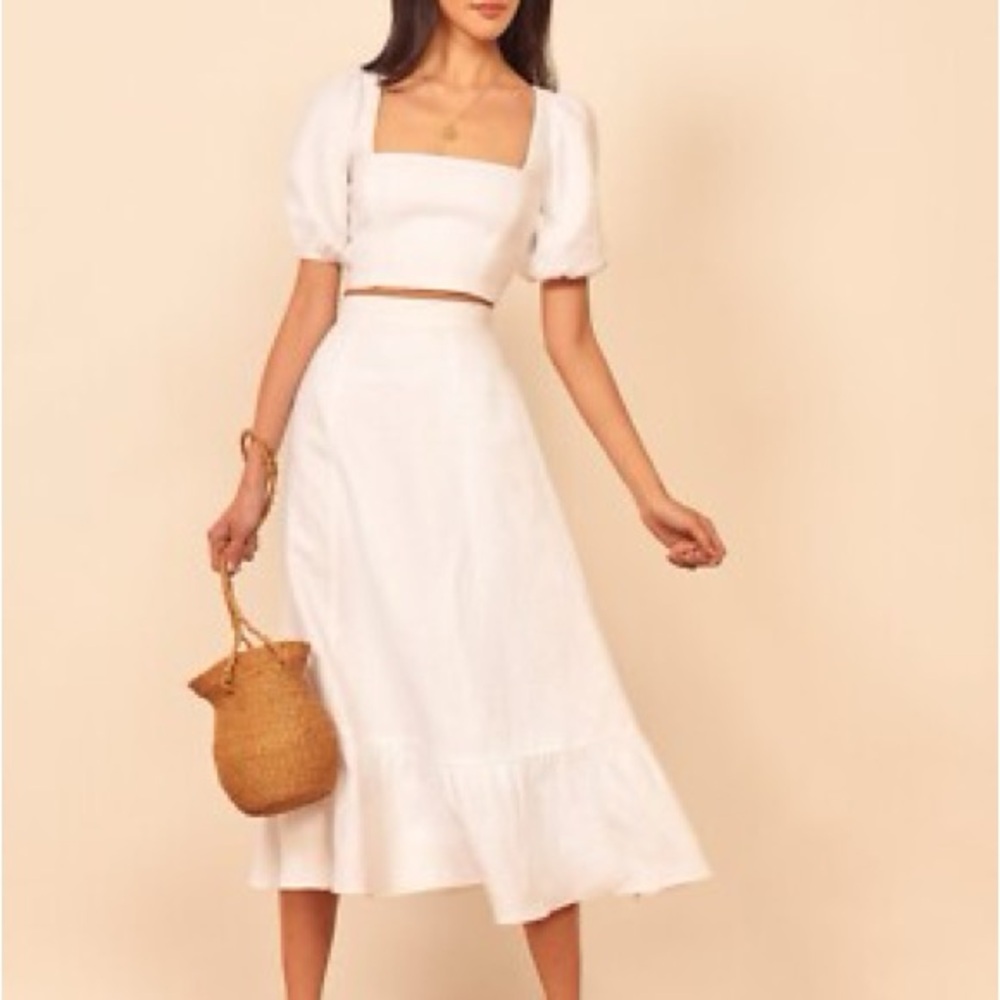 Reformation Yuca Linen skirt and top set